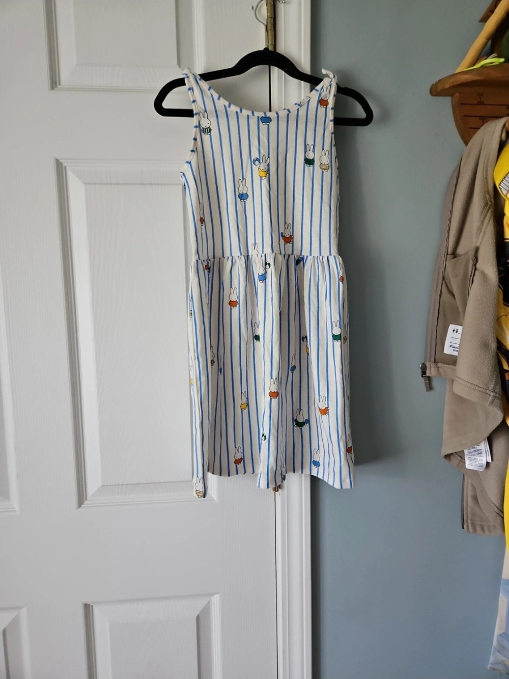 H&M White & Blue Striped Sleeveless Dress with Miffy Print